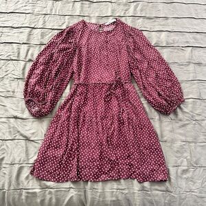 Abercrombie & Fitch Maroon Floral Statement Sleeve Mini Dress Size Small